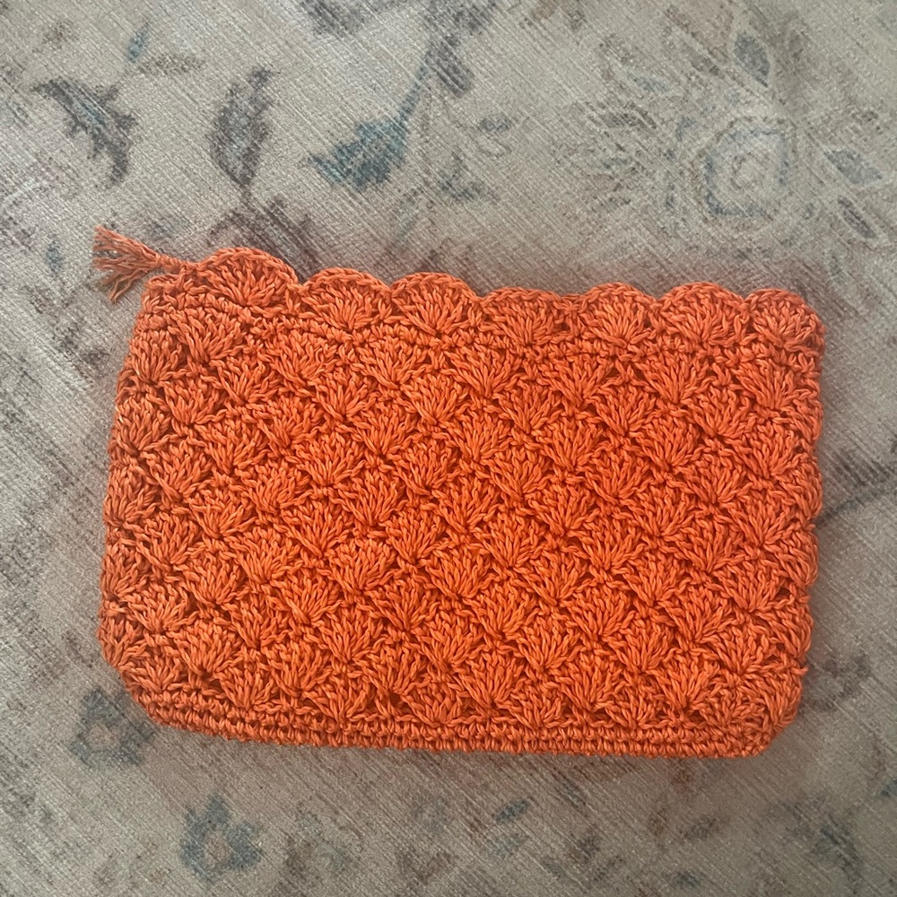 Vintage Woven Japanese Clutch Purse Orange